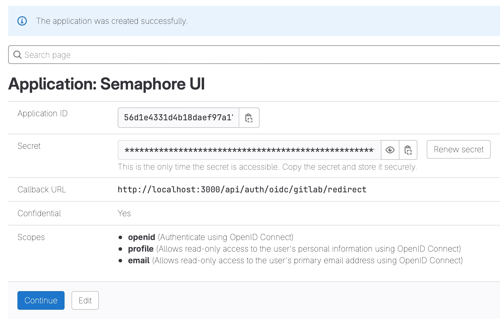 настройка приложения gitlab